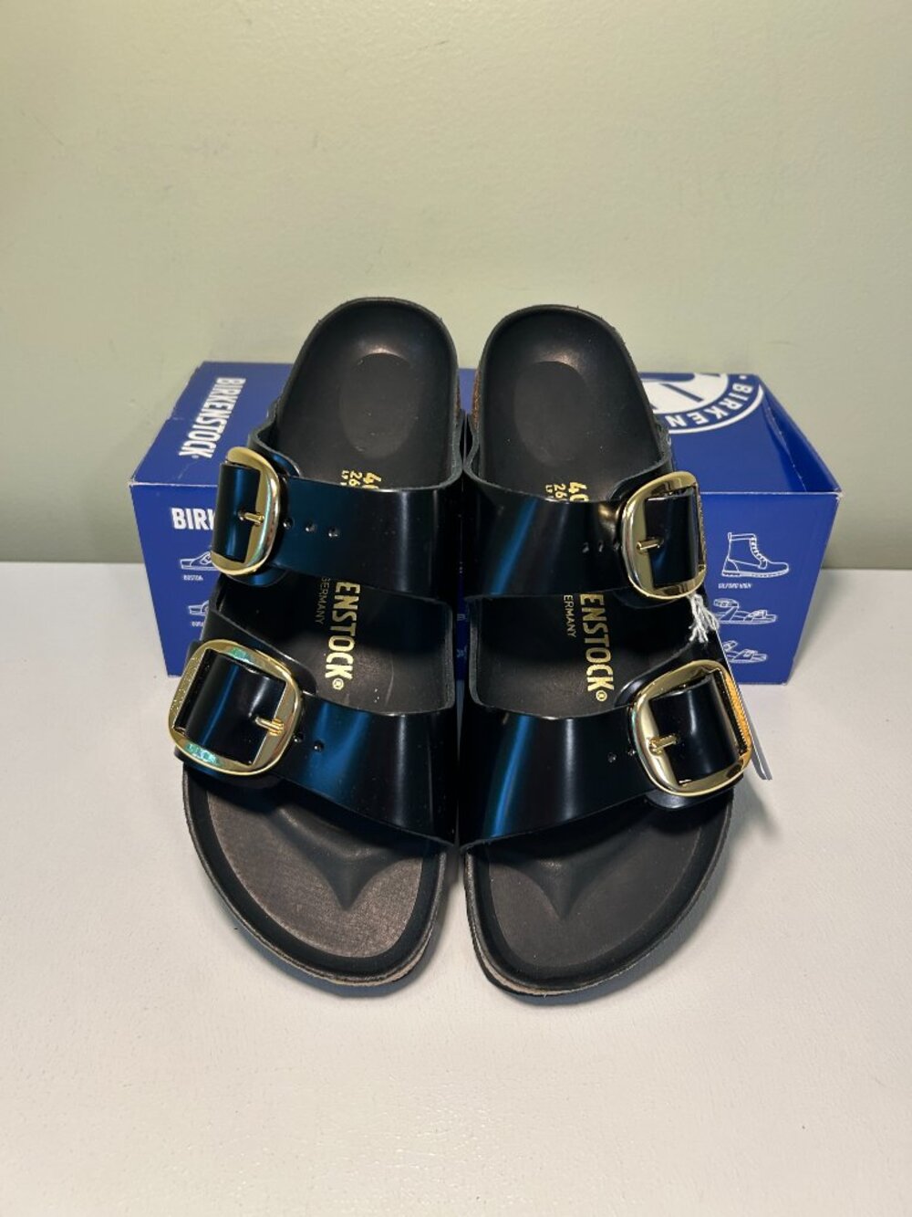 Birkenstock Women's Arizona Big Buckle Natural Leather Patent Sandals